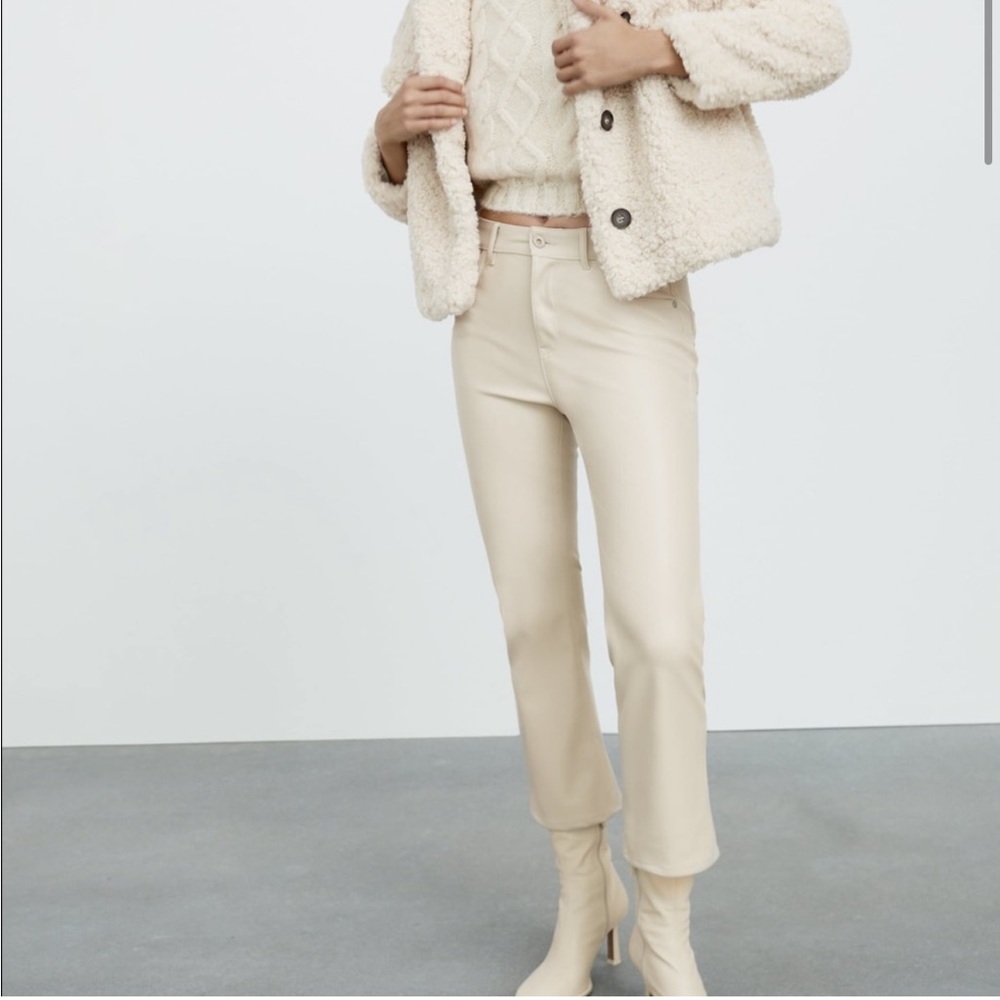 ZARA FAUX LEATHER MINI FLARED PANTS - brand new with tags